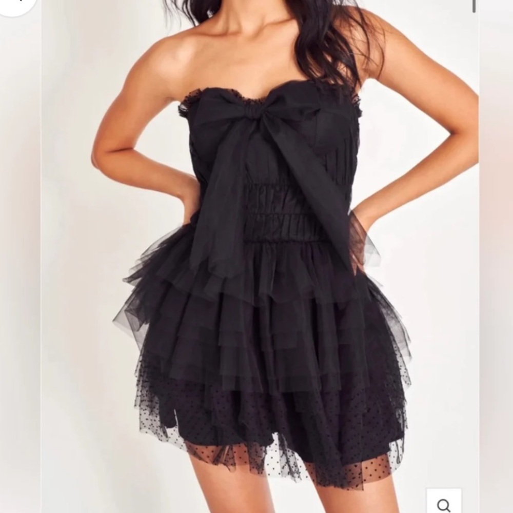 LoveShackFancy Black Faron Strapless Dress